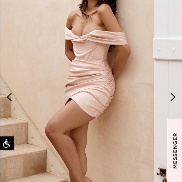 House of CB Dresses & Skirts - House of CB- Coraline- BLUSH SATIN CORSET DRESS—- size medium
